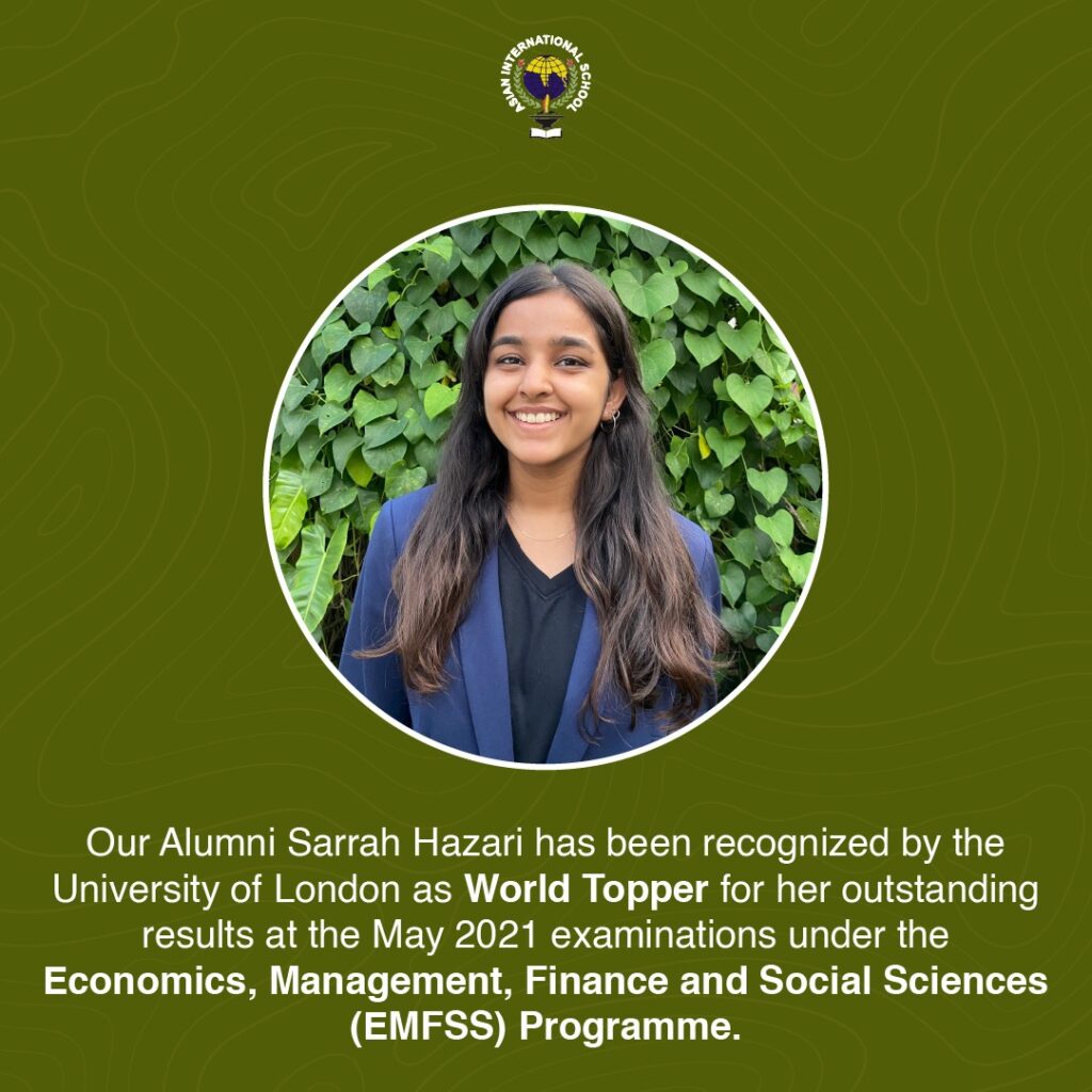 Read more about the article Sarrah Hazari Named World Topper by University of London in EMFSS Programme
