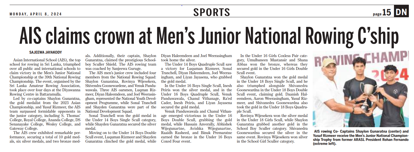 You are currently viewing Asian International School Claims Crown at Men’s Junior National Rowing Championship