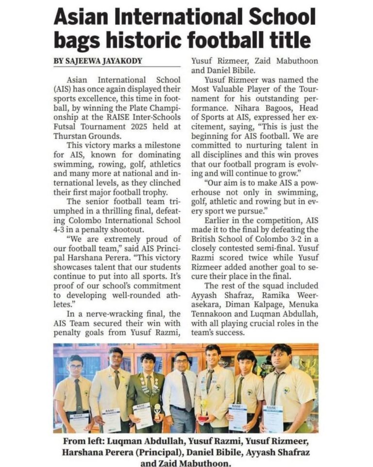 Read more about the article Proud moment for AIS! Our champions made history!