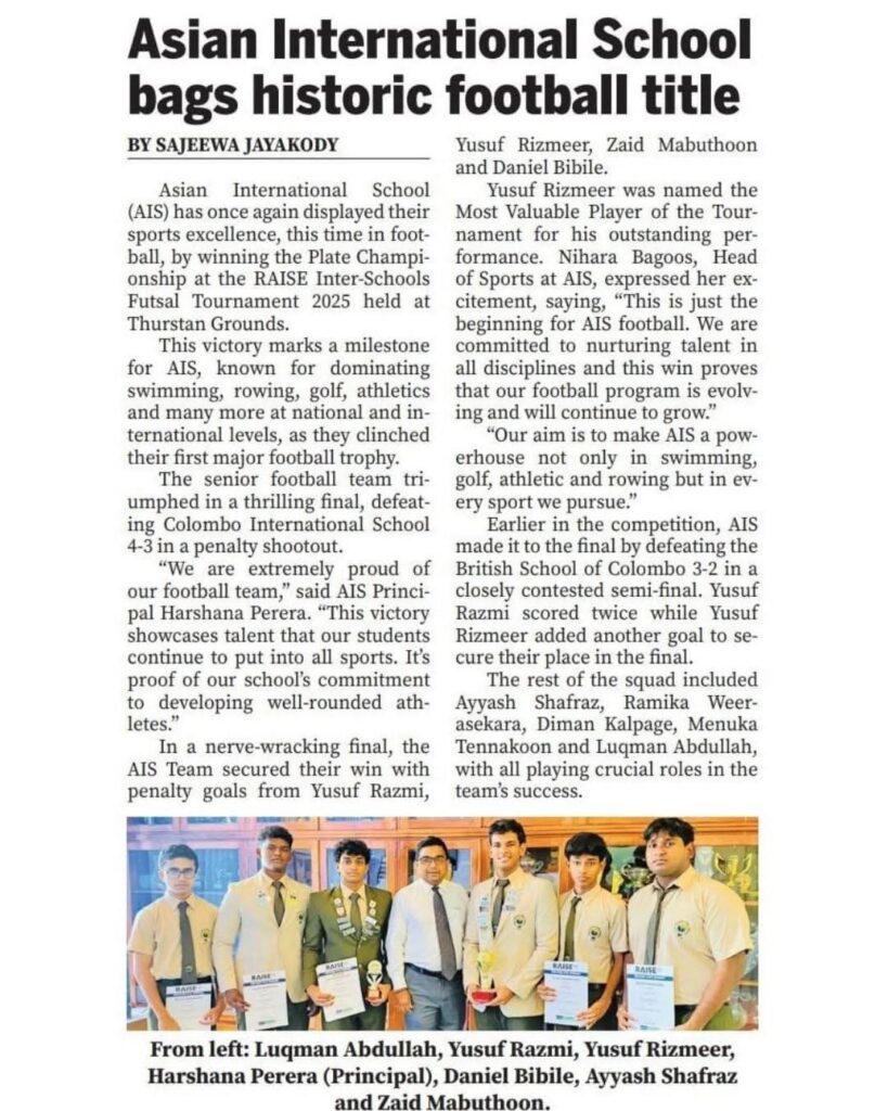 Read more about the article Proud moment for AIS! Our champions made history!