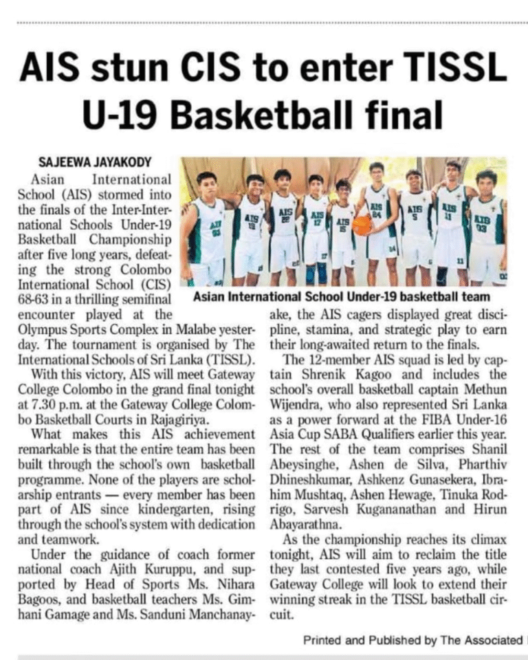 Read more about the article AIS edge past CIS 68-63 to reach TISSL basketball final
